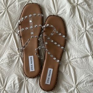 Steve Madden studded rhinestone Lyna sandals square toe slip on